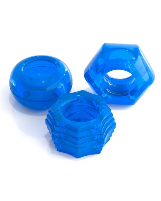 C Deluxe Cock Ring Set Blue
