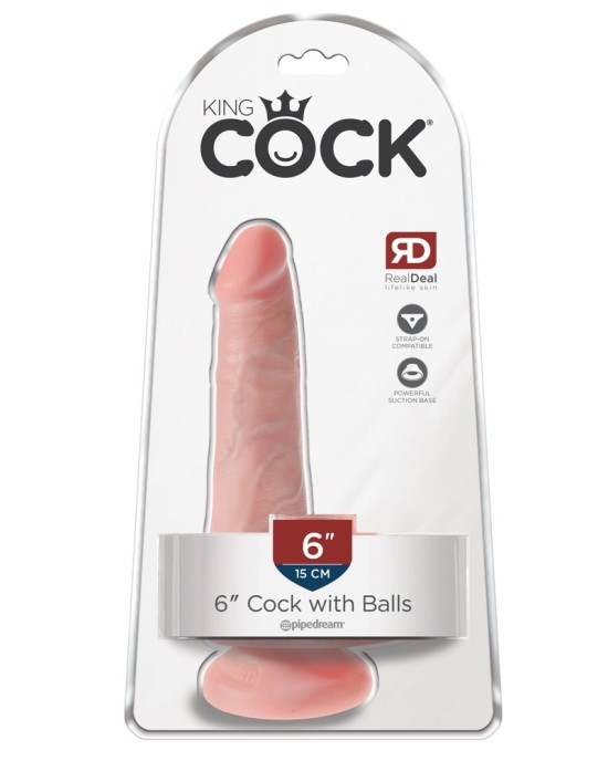 King Cock 6 Cock w Balls Light