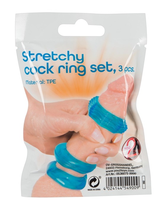 Stretchy cock ring set 3 pcs.
