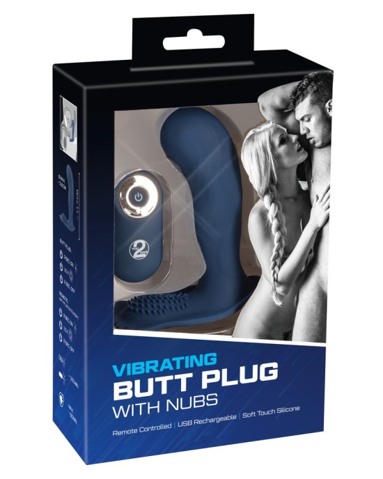 Vibrating butt plug with nubs